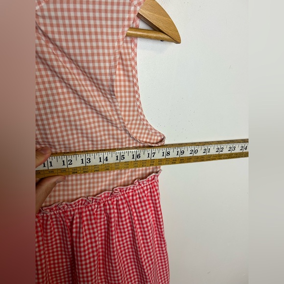 English Factory Pink Gingham Sleeveless Women Midi Dress Size XS - Picture 4 of 14